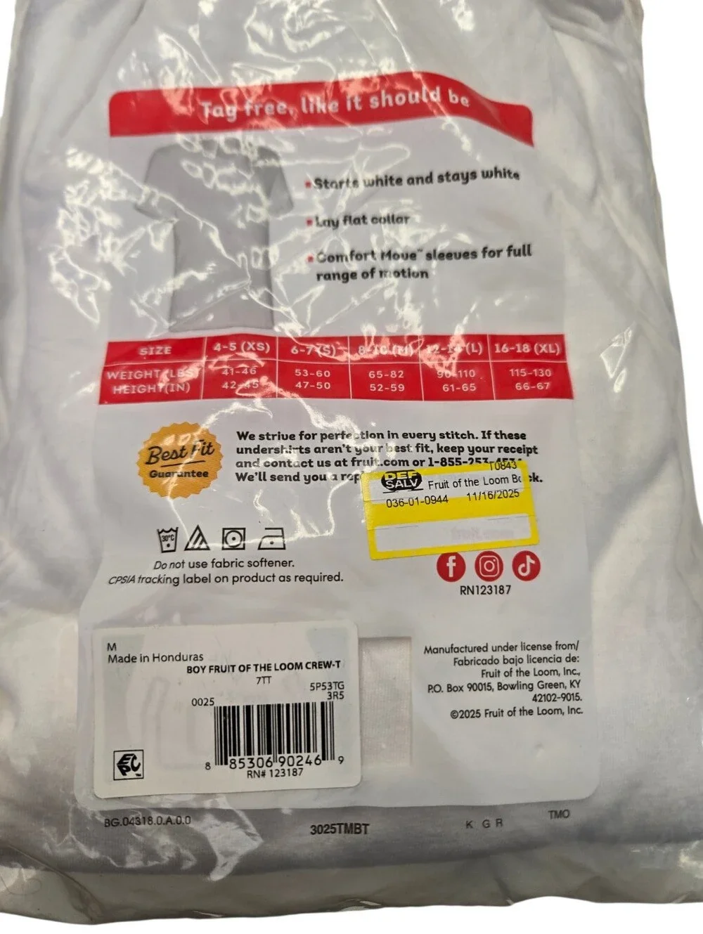 Fruit of the Loom Boys White Crew Neck T-Shirts | 5-Pack | Size Medium (8–10) |